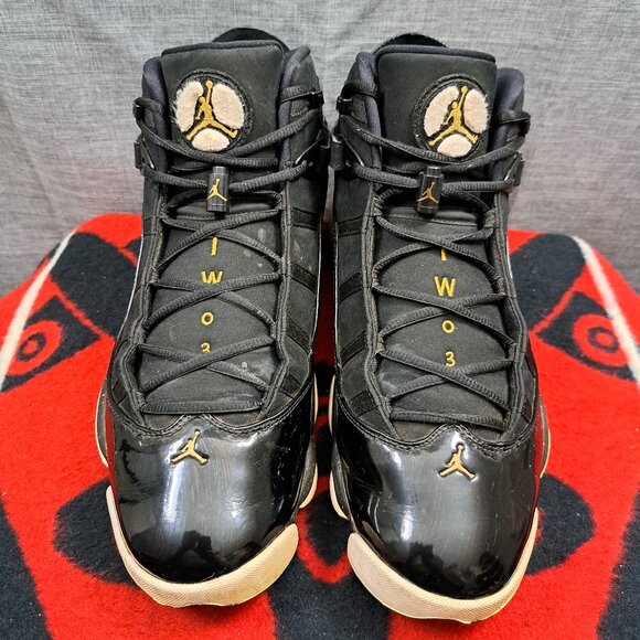 %Nike Jordan SIZE 13 Men 6 Rings 322992-007 Black Metallic Gold AJ20 main image 6